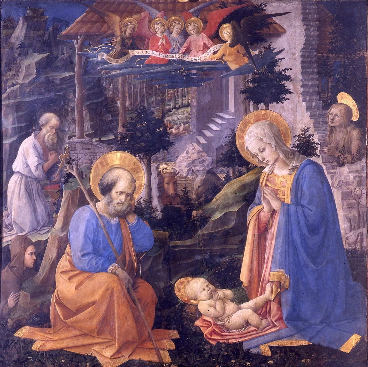 Adorazione di Gesù Bambino con San Girolamo, Santa Maria Maddalena e Sant'Ilarione - Galleria degli Uffizi, Firenze